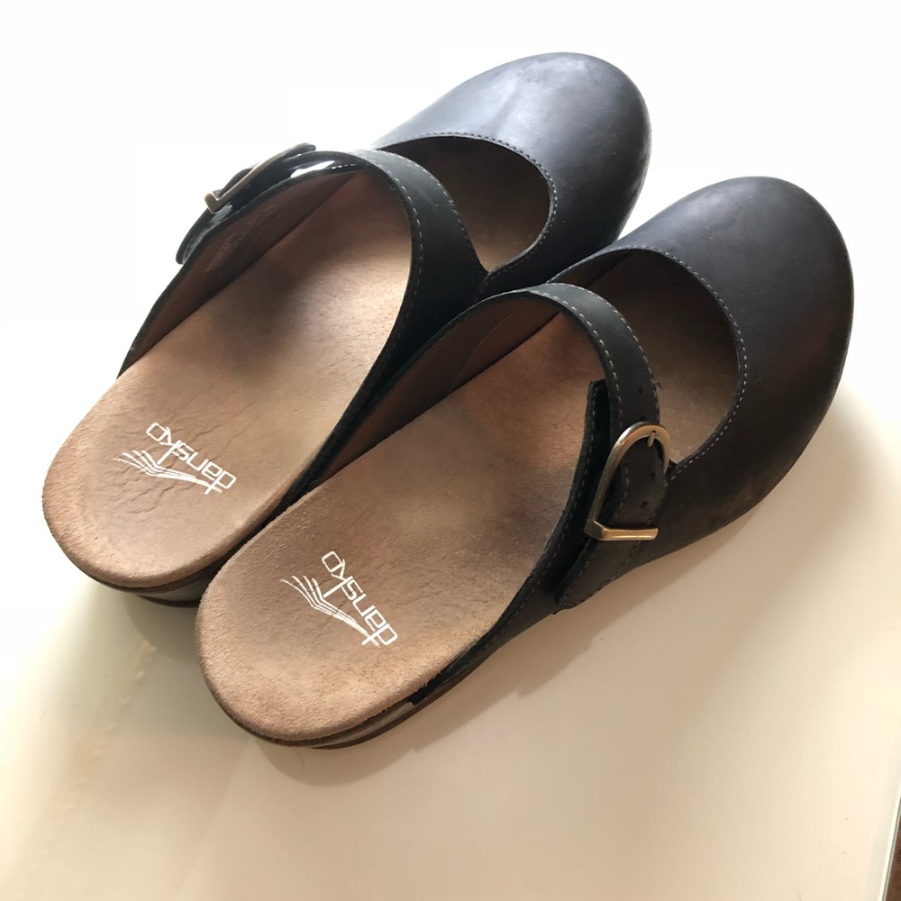 Dansko Black leather clogs